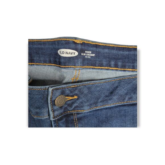 Old Navy Power Slim Straight Mid Rise Distressed Blue Jeans Women Sz 28 Plus - Picture 5 of 10